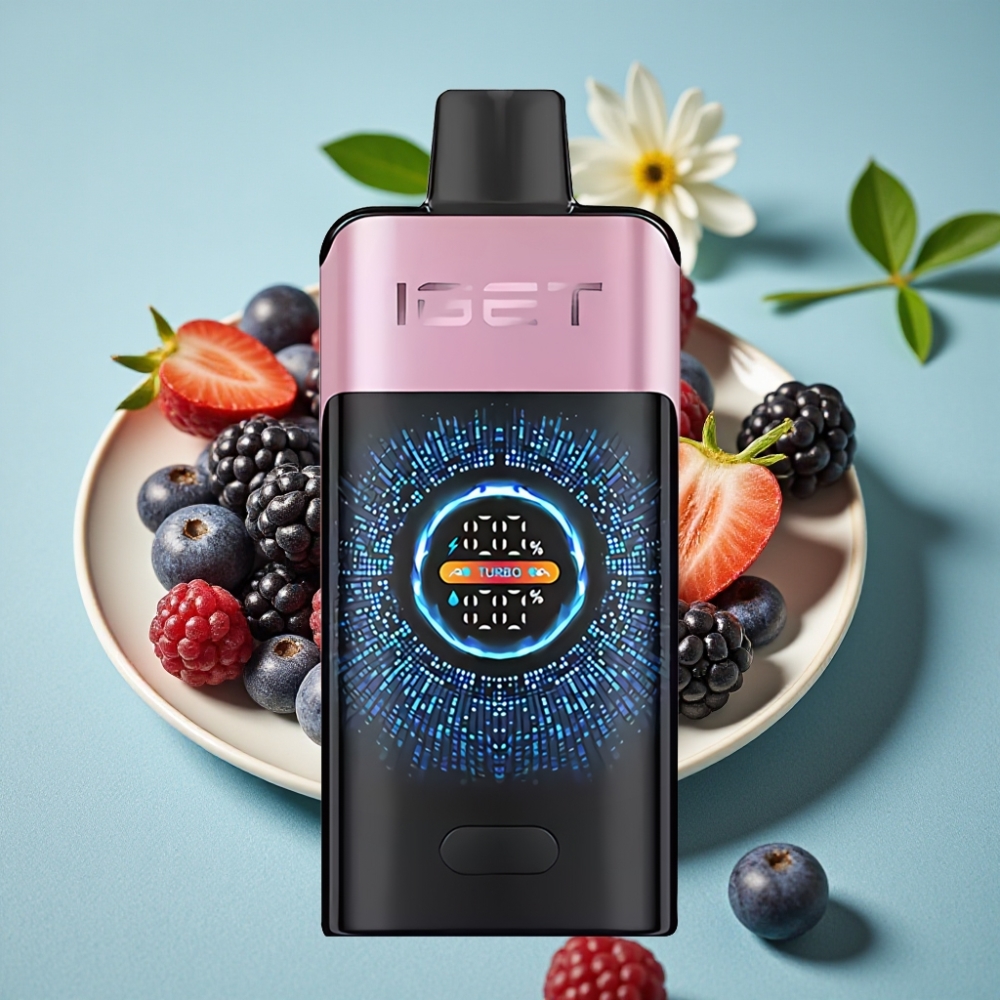 IGET ONE 12000 Puffs Disposable Vape Blackberry Ice, 2700 mAh, Pantalla Curva a Color