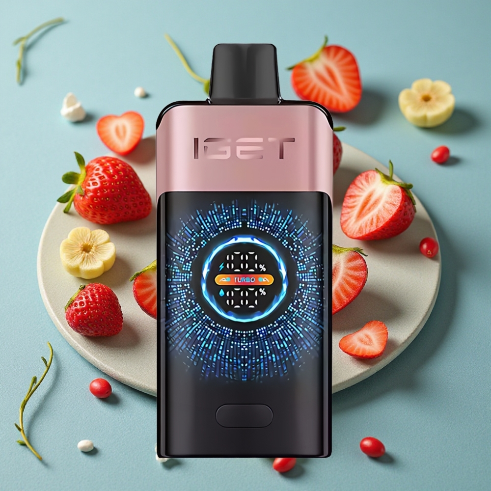 IGET ONE 12000 Puffs Disposable Vape Chupa Chups Fresa, 2700 mAh, Pantalla Curva a Color