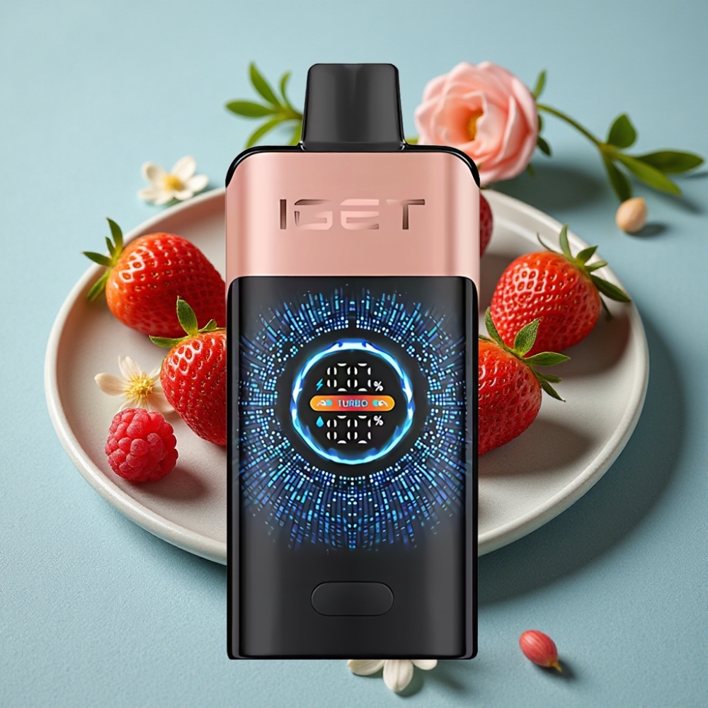 IGET ONE 12000 Puffs Disposable Vape Fresa Frambuesa, 2700 mAh, Pantalla Curva a Color