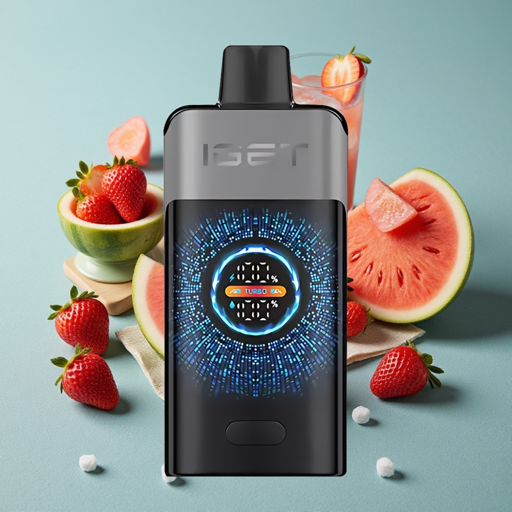 IGET ONE 12000 Puffs Disposable Vape Fresa Sandía Hielo, 2700 mAh, Pantalla Color Curva