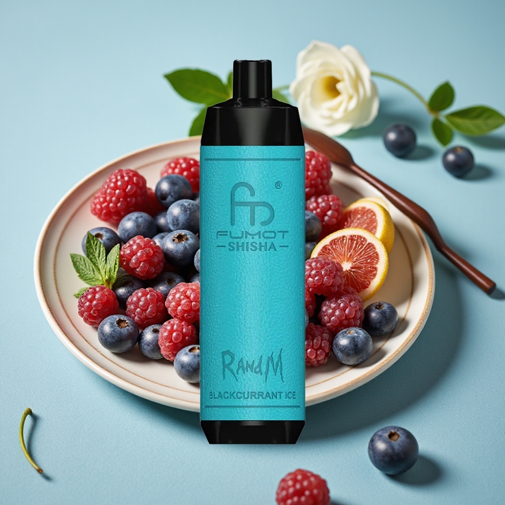 RandM Fumot Shisha 10000 Puffs 18ml e-líquido 0.5% Nicotina Sabor Grosella Negra Hielo