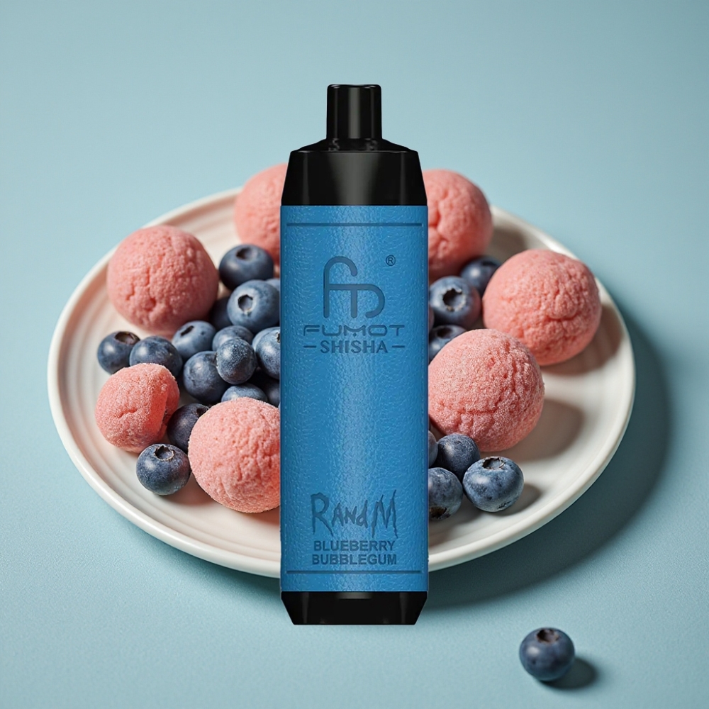 RandM Fumot Shisha 10000 Puffs Disposable Vape 18ml Chicle de Arándano LED Tipo-C