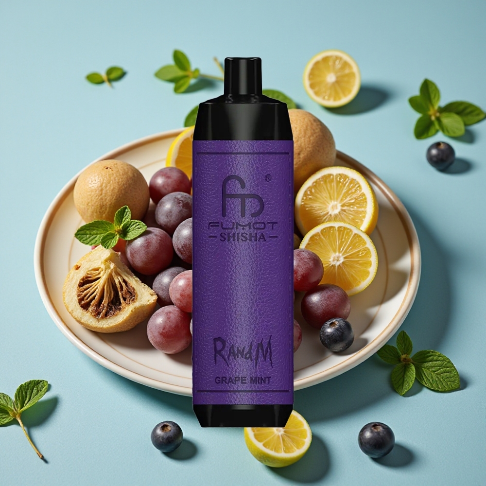 RandM Fumot Shisha 10000 Puffs Disposable Vape 18ml Uva Menta LED Tipo-C