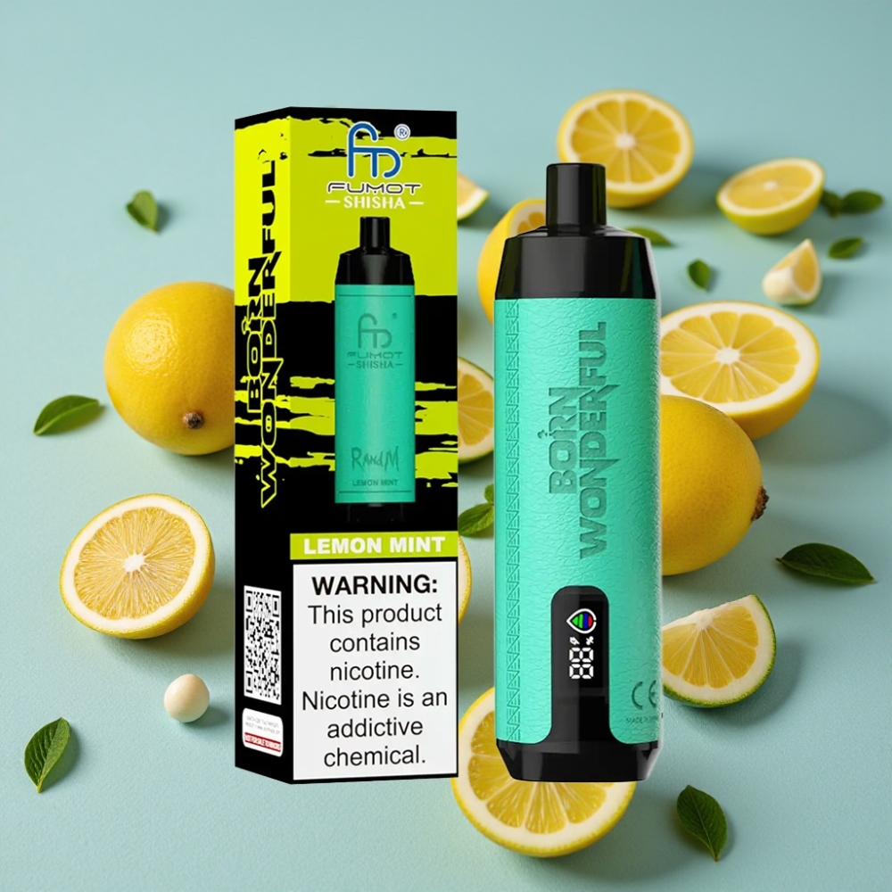 RandM Fumot Shisha 10000 Puffs Disposable Vape Limón Menta con 18ml e-líquido y 850 mAh