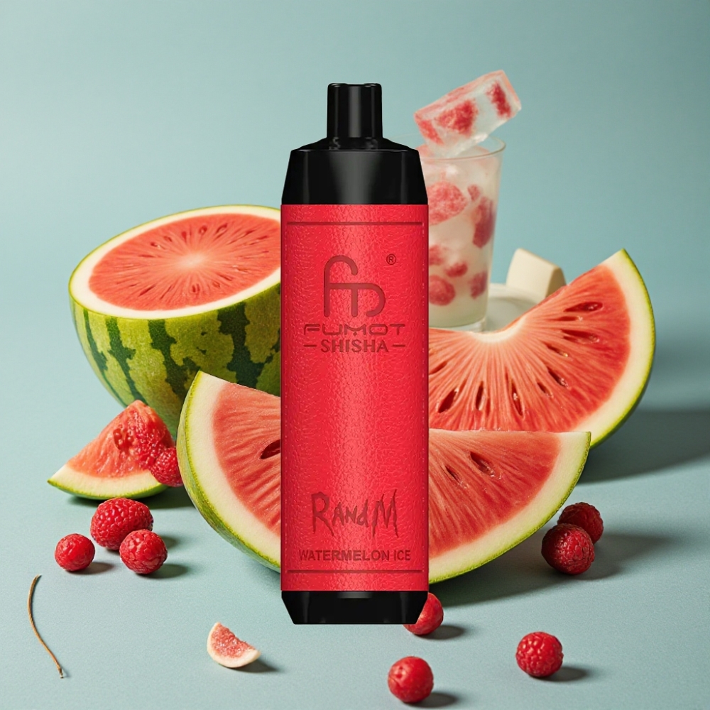 RandM Fumot Shisha 10000 Puffs Disposable Vape Sandía Helada con LED, Tipo-C y 0.6ohm