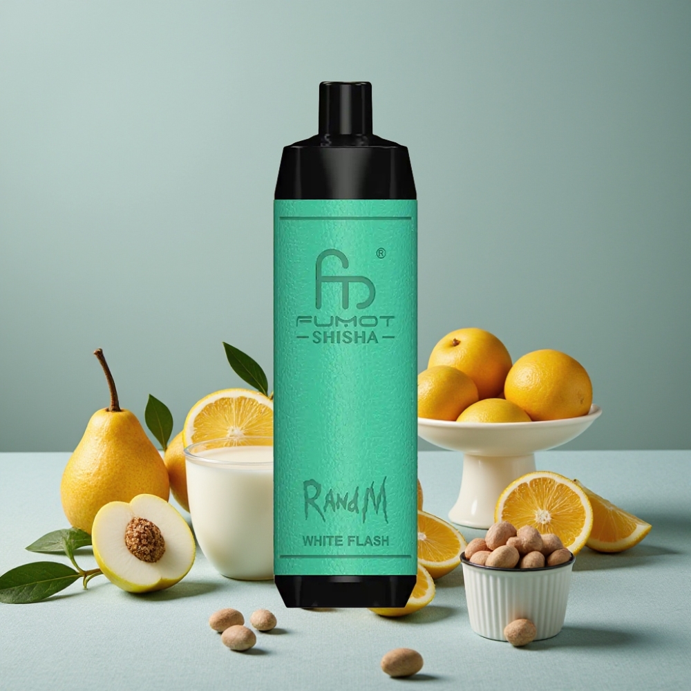 RandM Fumot Shisha 10000 Puffs Vape Desechable Destello Blanco con LED, 18ml, 850mAh, Tipo-C