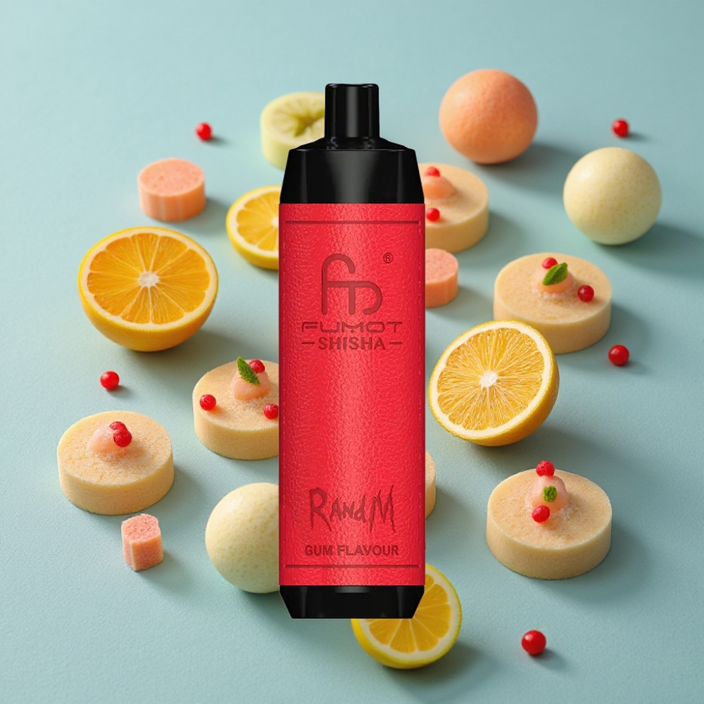 RandM Fumot Shisha 10000 Puffs Vape Desechable Sabor Chicle con LED, 850mAh, Tipo-C