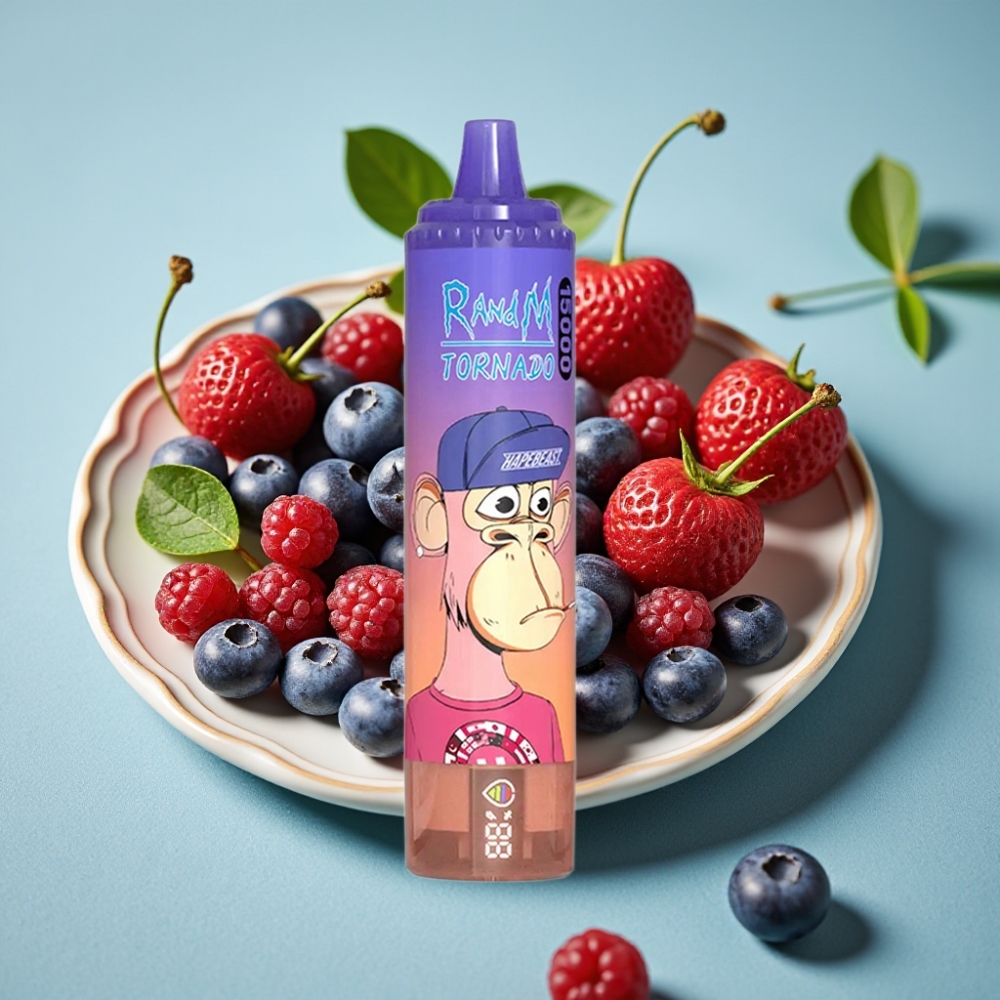 RandM Fumot Tornado 15000 Puffs 25ml 850mAh LCD Arándano Cereza Blueberry