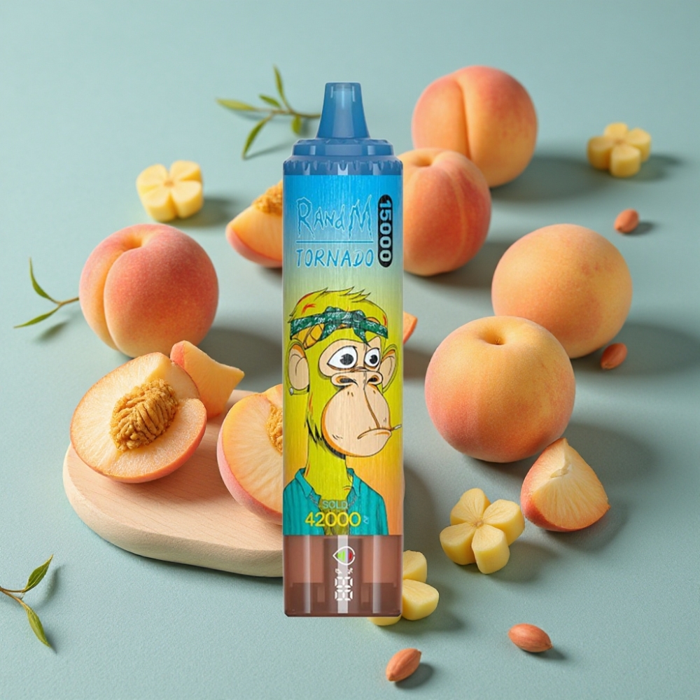 RandM Fumot Tornado 15000 Puffs 25ml 850mAh LCD Durazno Mango USB-C Recargable