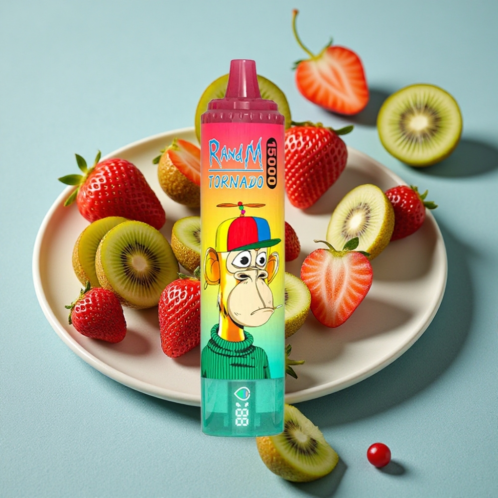 RandM Fumot Tornado 15000 Puffs 25ml 850mAh LCD Fresa Kiwi vape al por mayor España