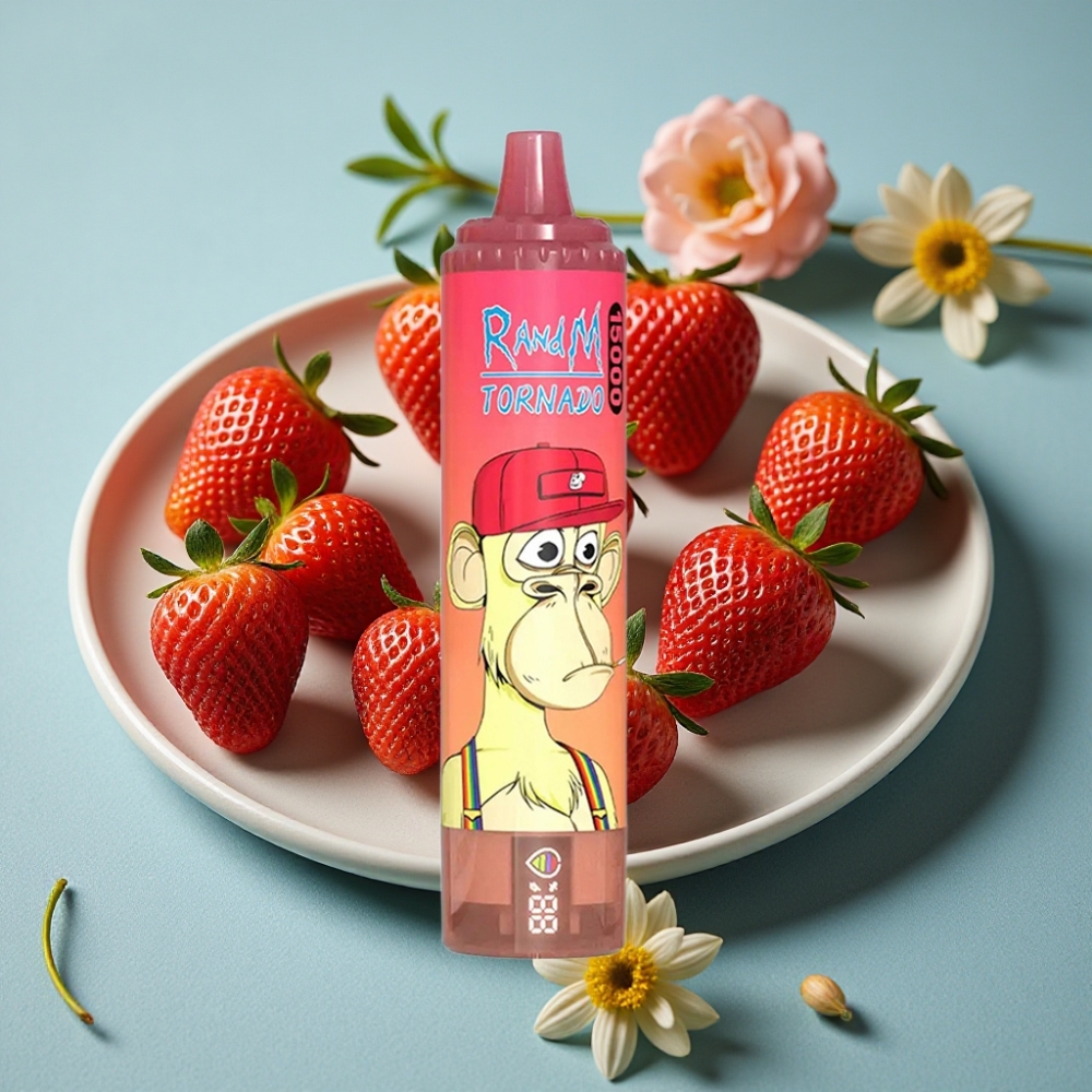 RandM Fumot Tornado 15000 Puffs 25ml 850mAh LCD Fresa Red Bull vape al por mayor España