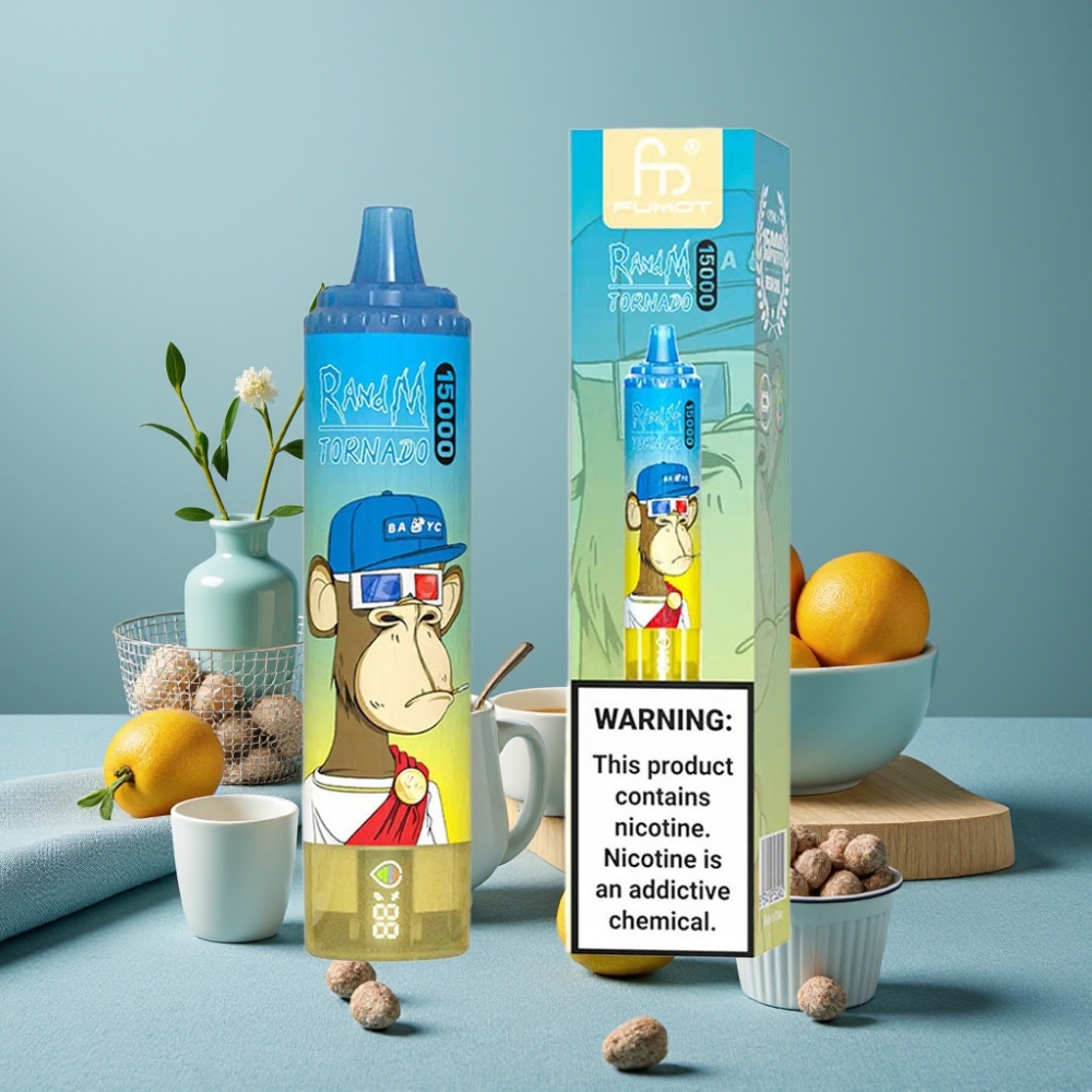 RandM Fumot Tornado 15000 Puffs 25ml 850mAh LCD Tipo-C Azul Mr vape al por mayor España