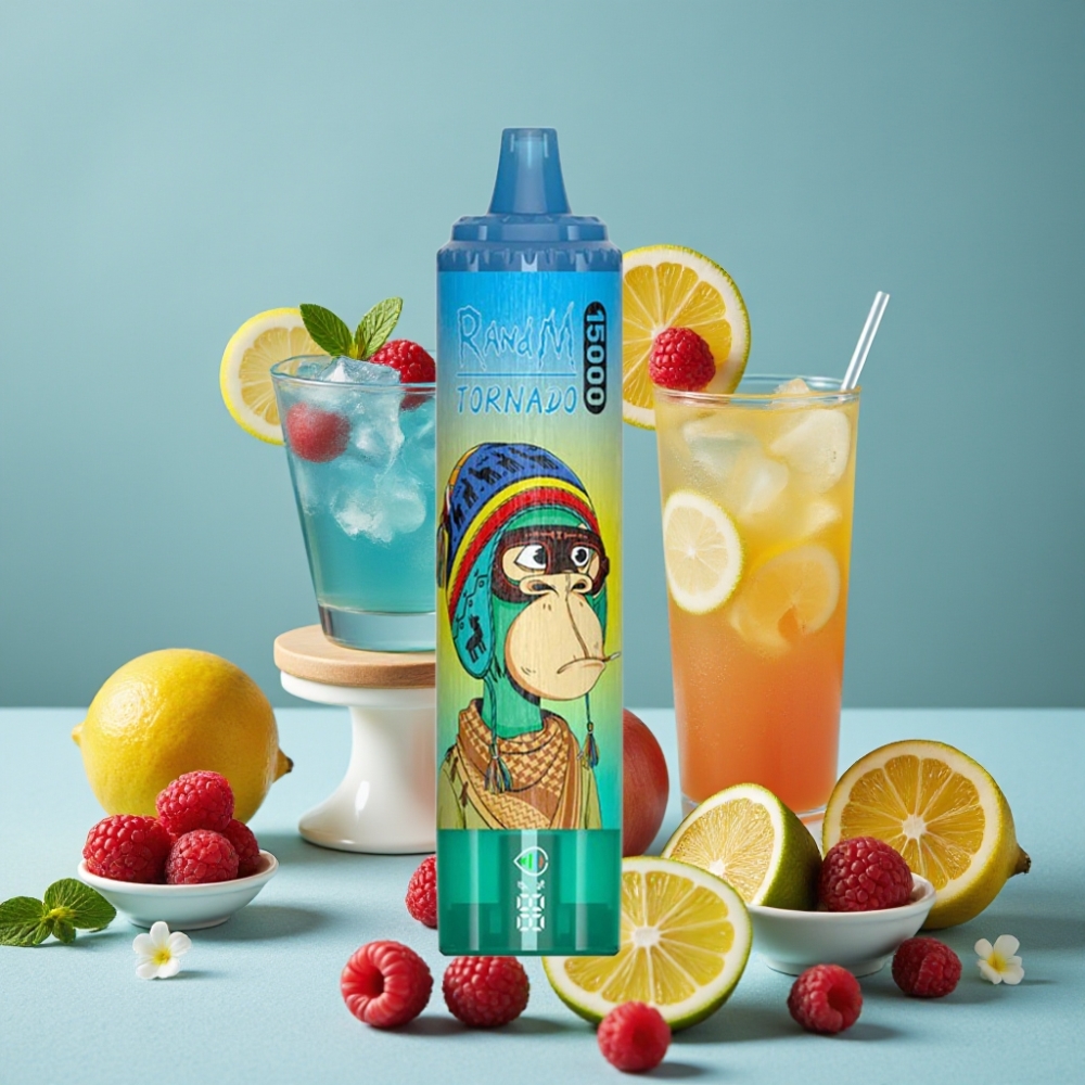 RandM Fumot Tornado 15000 Puffs 25ml 850mAh Tipo-C LCD Azul Frambuesa Limonada