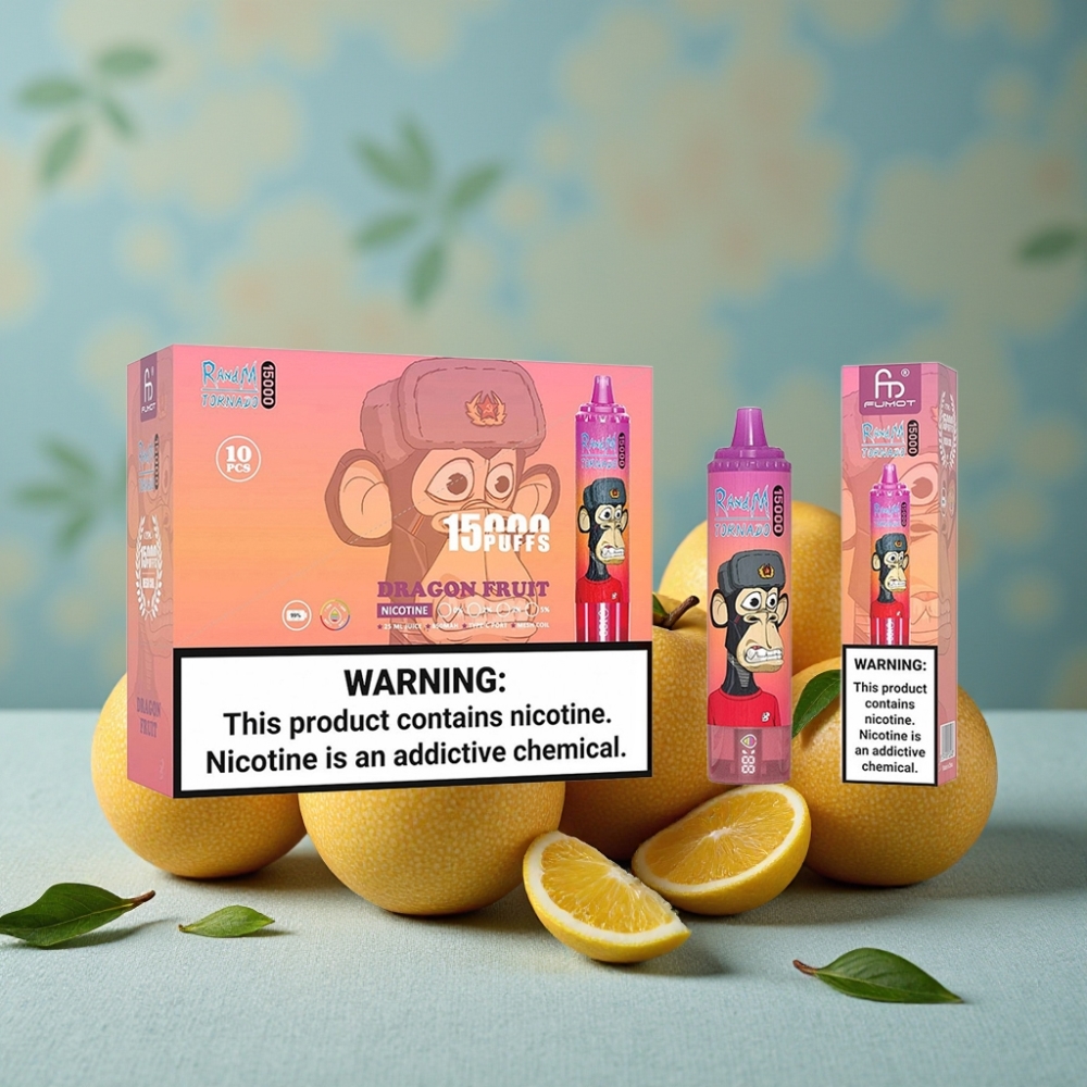 RandM Fumot Tornado 15000 Puffs 25ml 850mAh Tipo-C LCD Fruta del Dragón