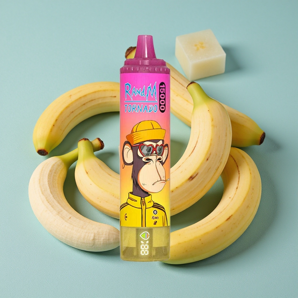 RandM Fumot Tornado 15000 Puffs 25ml 850mAh Tipo-C LCD Plátano Hielo