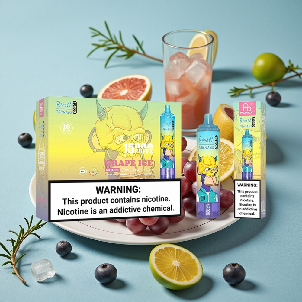 RandM Fumot Tornado 15000 Puffs 25ml 850mAh USB-C LCD Uva Hielo vape al por mayor España