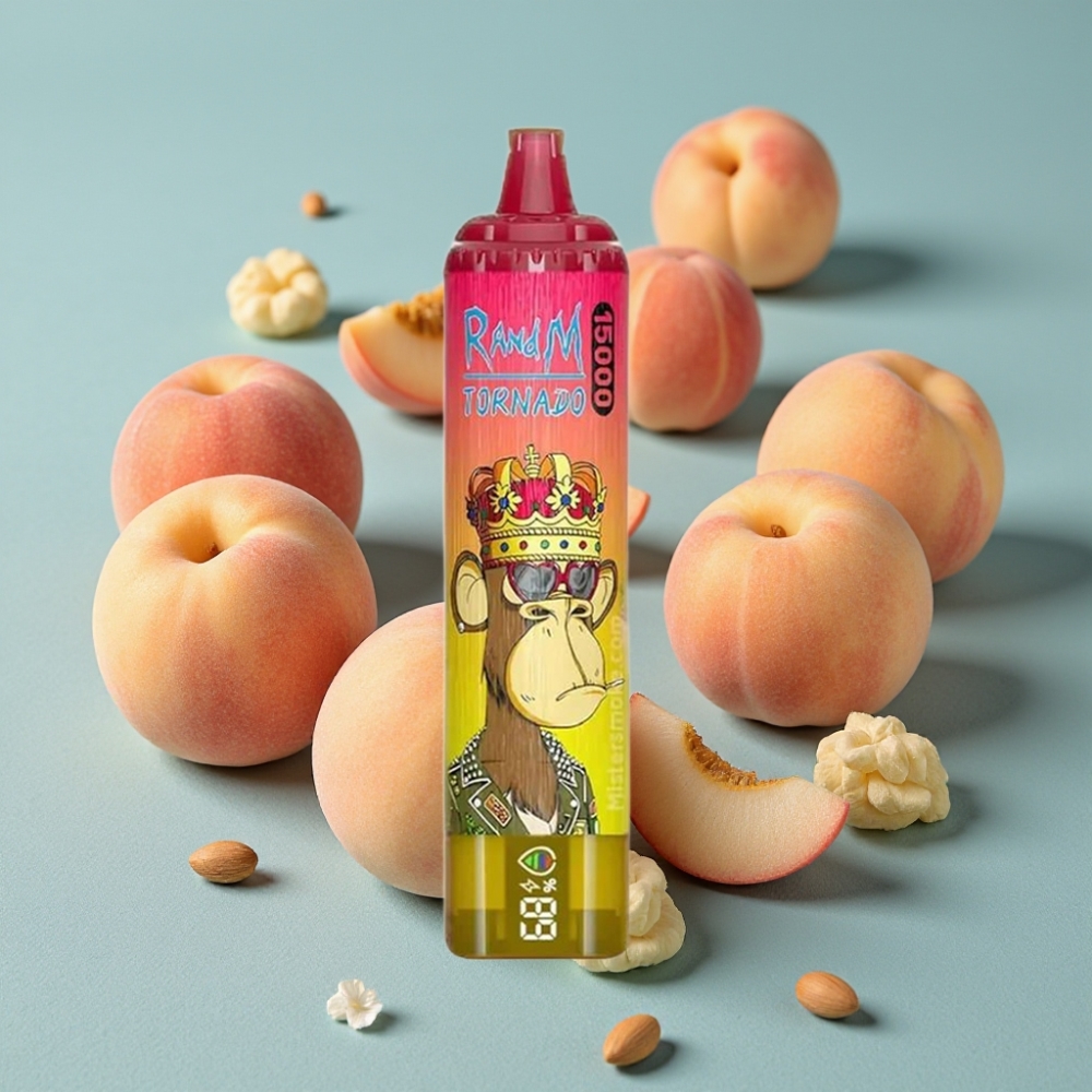RandM Fumot Tornado 15000 Puffs 25ml Duración 850mAh LCD Melocotón Helado