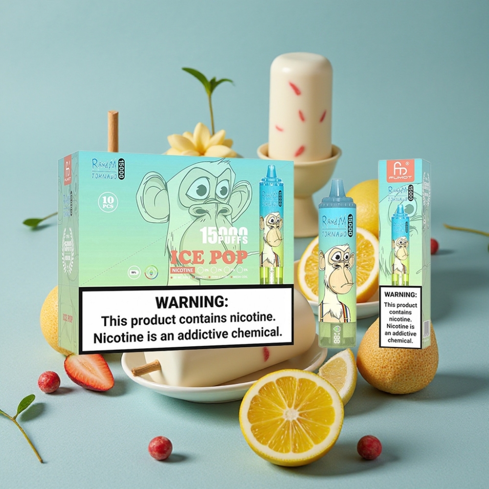 RandM Fumot Tornado 15000 Puffs 25ml Ice Pop USB-C LCD 850mAh Mesh 0.9 Ohm