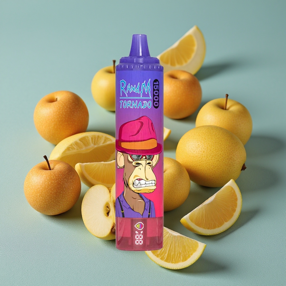 RandM Fumot Tornado 15000 Puffs 25ml Recargable USB-C Manzana Ácida LCD 850mAh