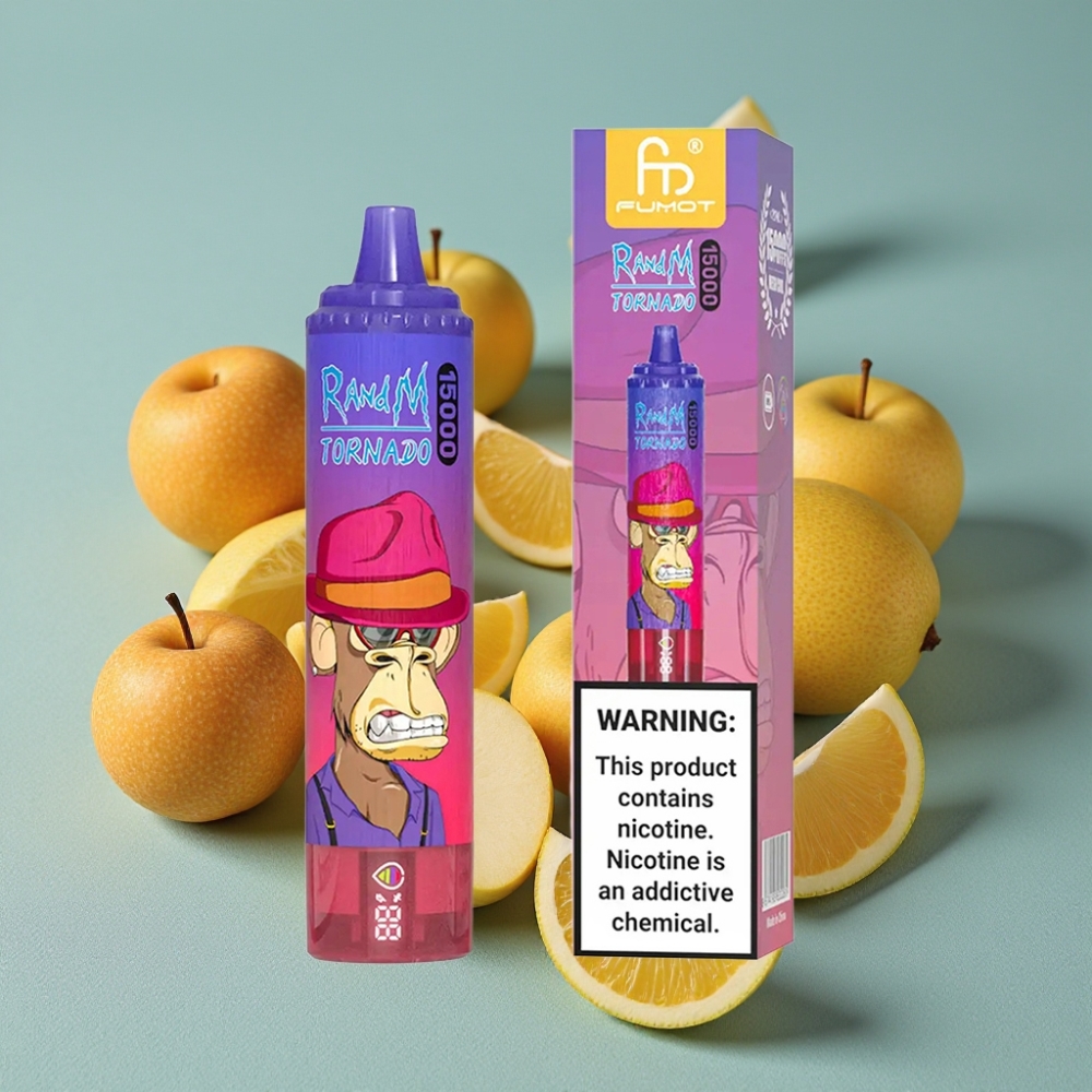 RandM Fumot Tornado 15000 Puffs 25ml Recargable USB-C Manzana Ácida LCD 850mAh