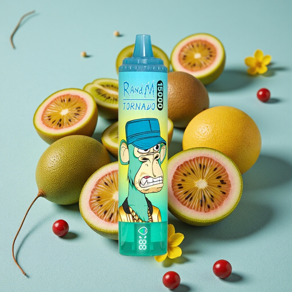 RandM Fumot Tornado 15000 Puffs LCD Tipo-C Recargable Kiwi Maracuyá Guayaba