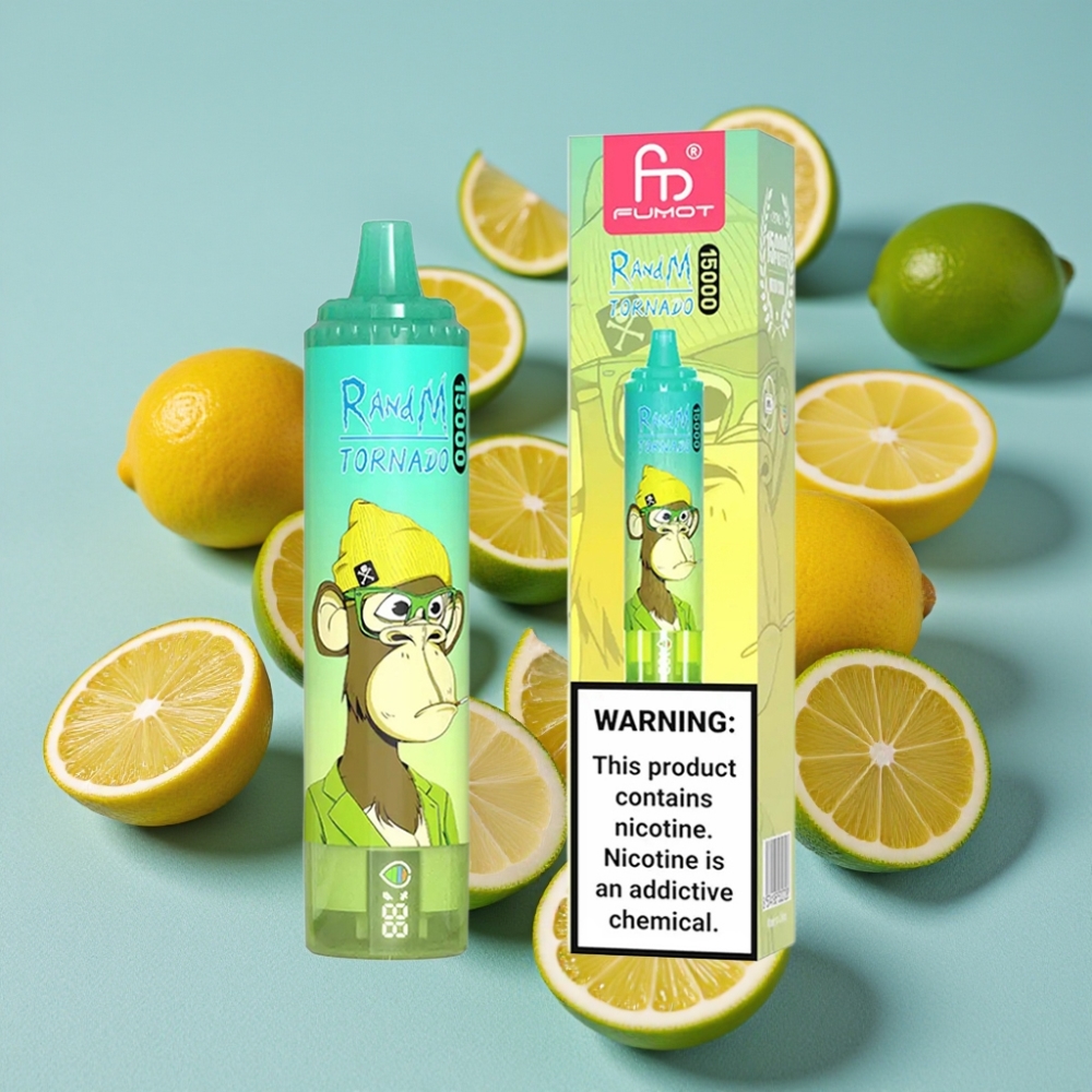 RandM Fumot Tornado 15000 Puffs Limón Lima 25ml 850mAh Mesh USB-C LCD