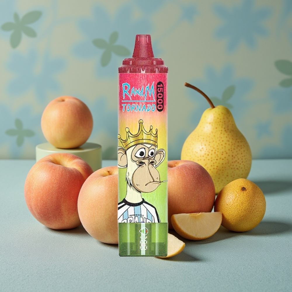 RandM Fumot Tornado 15000 Puffs Manzana Melocotón Pera 25ml 850mAh Mesh LCD Tipo-C