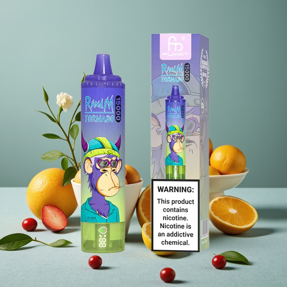 RandM Fumot Tornado 15000 Puffs Vape Desechable Sabor Vimto 25ml 850mAh Tipo-C Pantalla LCD