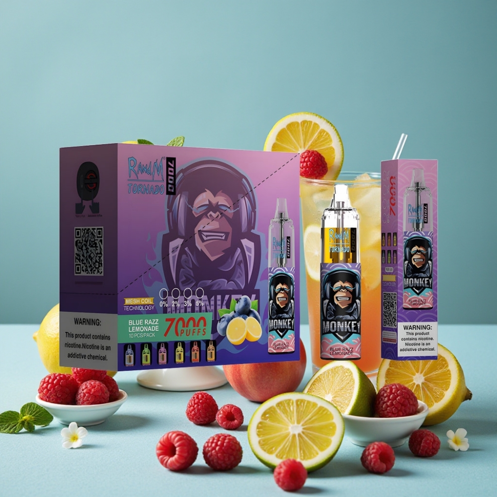 RandM Fumot Tornado 7000 Puffs 14ML 850MAH Malla Ajustable-Aire Blue Razz Limonada