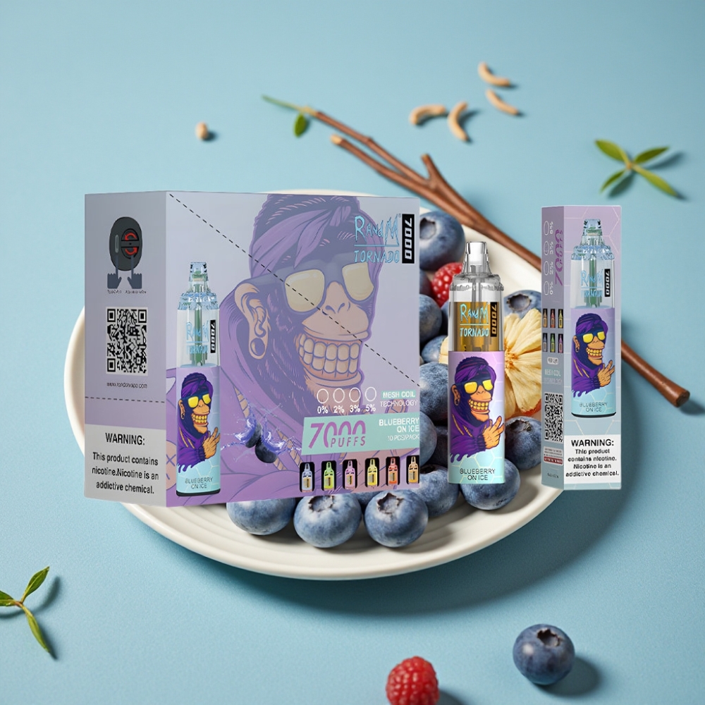 RandM Fumot Tornado 7000 Puffs 14ML 850MAH Malla Ajustable Arándano con Hielo