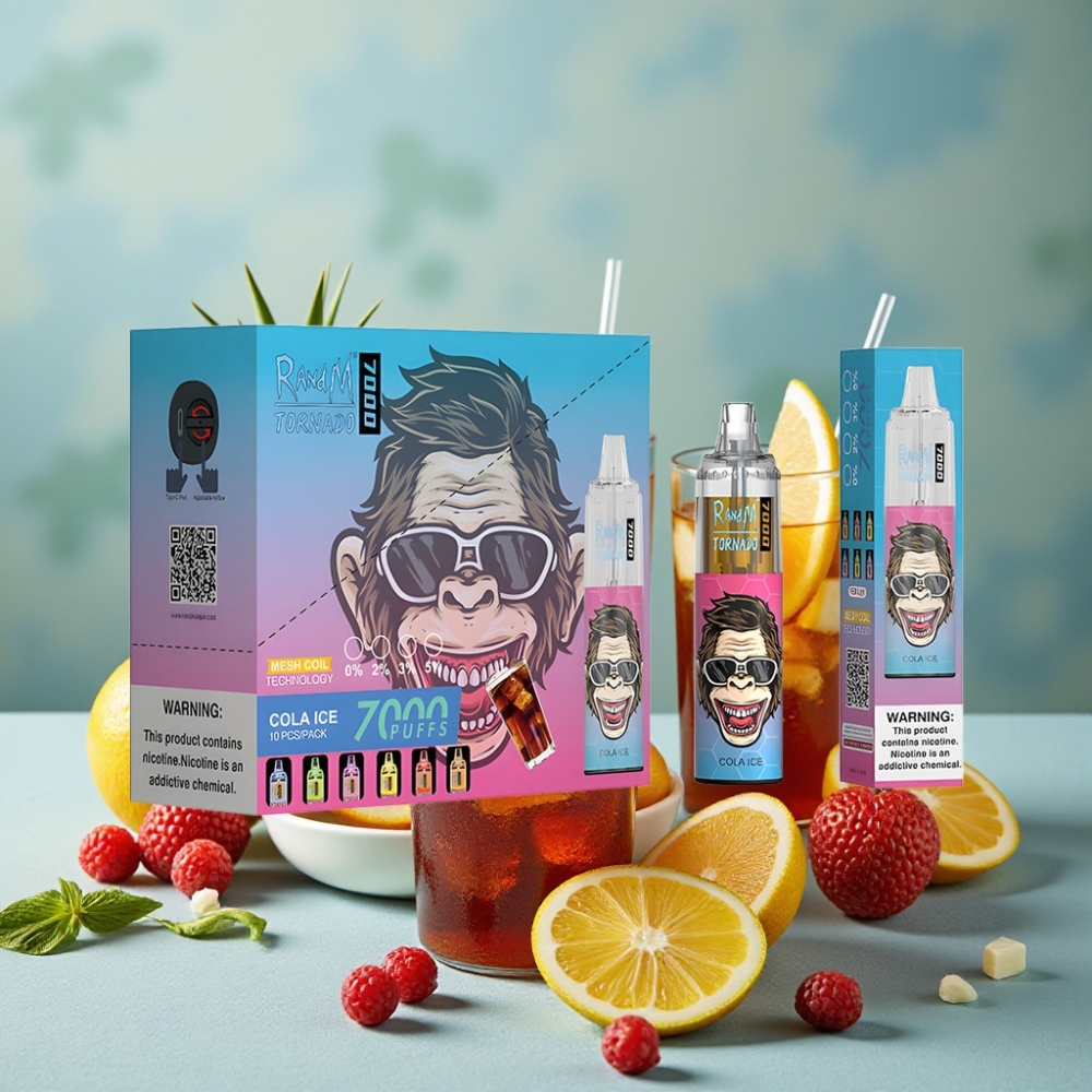 RandM Fumot Tornado 7000 Puffs 14ML 850MAH Malla Ajustable Cola Helada