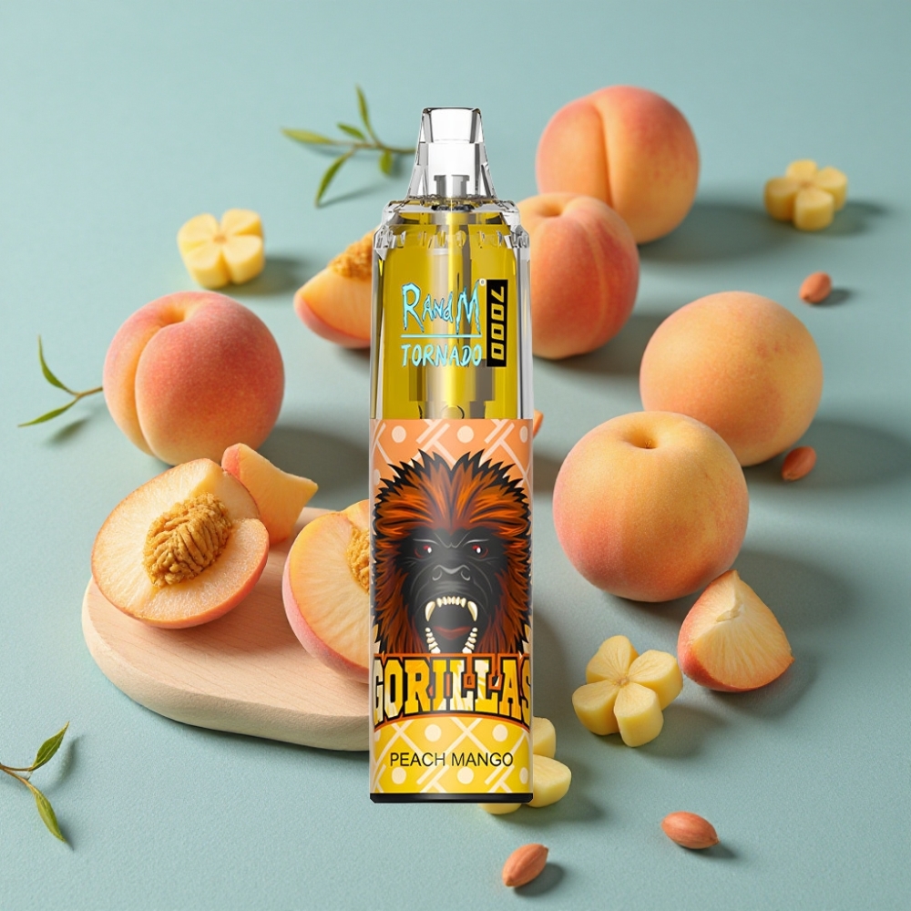 RandM Fumot Tornado 7000 Puffs 14ML 850MAH Malla Ajustable Durazno Mango