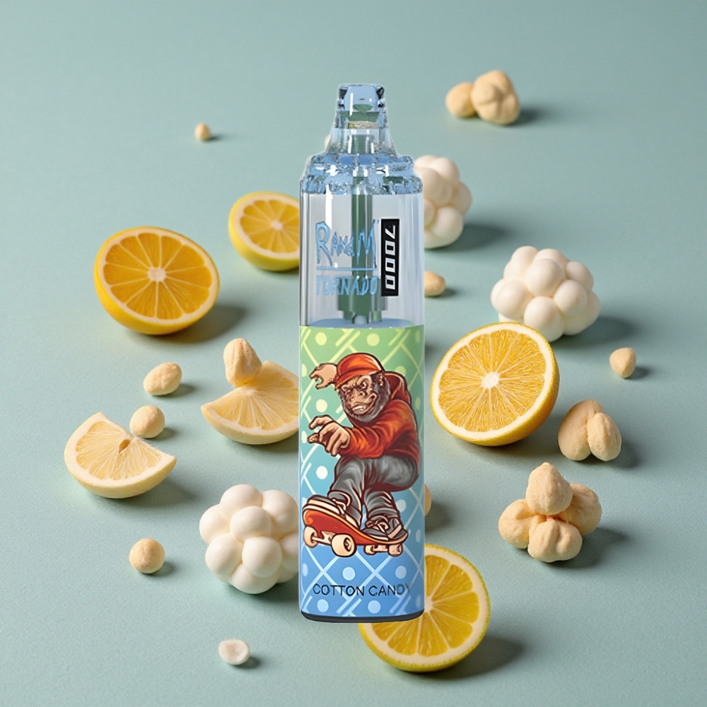 RandM Fumot Tornado 7000 Puffs 14ML Algodón de Azúcar RGB Luz Tipo-C Ajustable