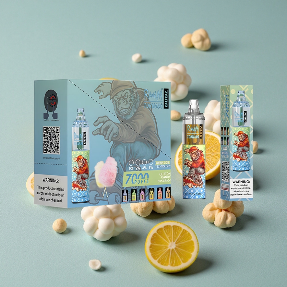 RandM Fumot Tornado 7000 Puffs 14ML Algodón de Azúcar RGB Luz Tipo-C Ajustable