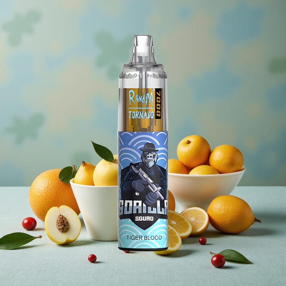 RandM Fumot Tornado 7000 Puffs 14ML E-líquido 850MAH Batería Ajuste de Aire Sabor Sangre de Tigre
