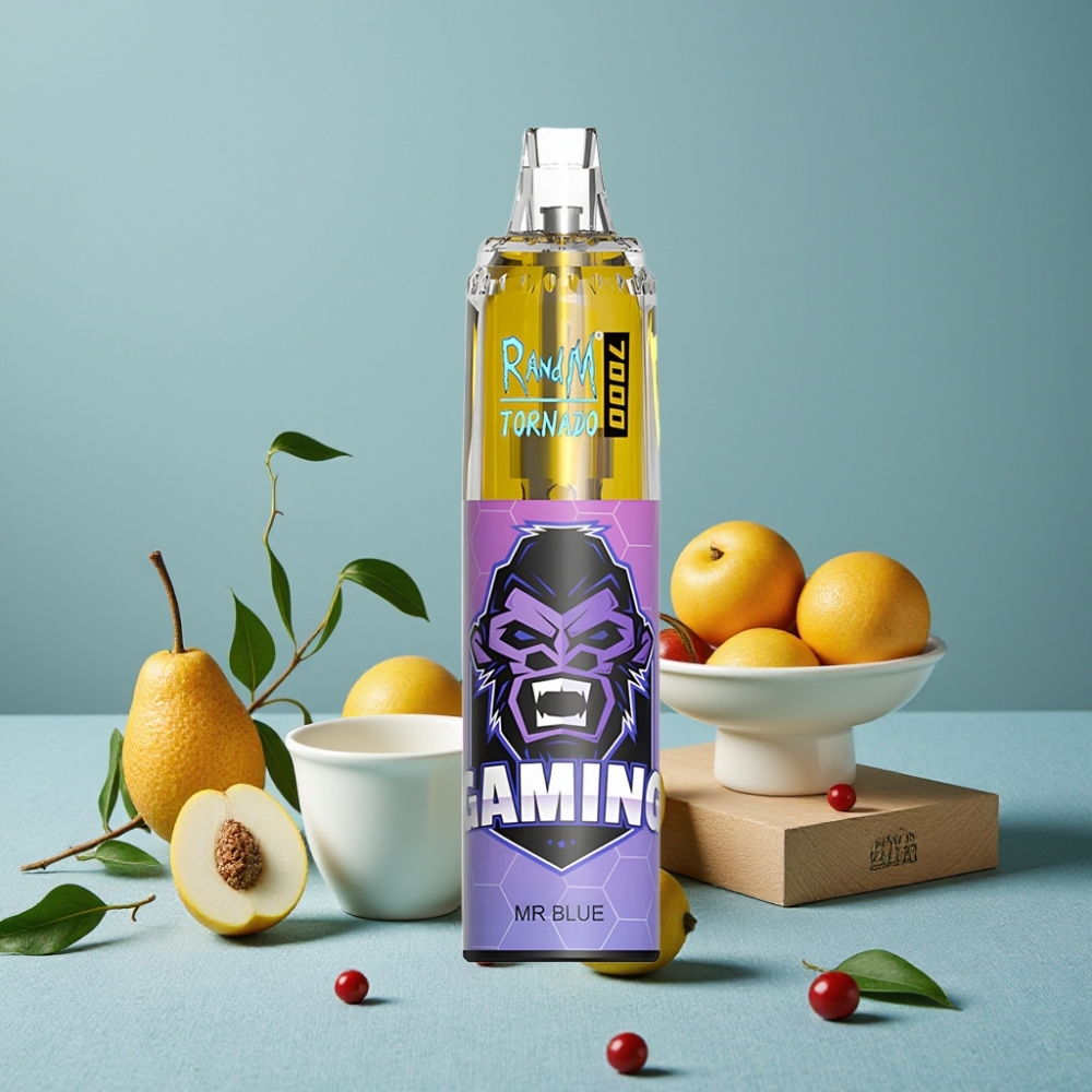 RandM Fumot Tornado 7000 Puffs 14ML E-líquido 850MAH Batería Malla Coil Tipo-C Luz RGB Ajustable Dr. Azul