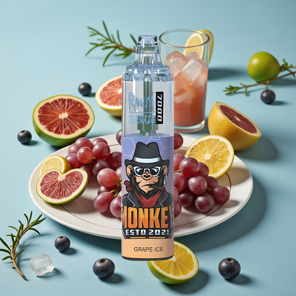 RandM Fumot Tornado 7000 Puffs 14ML E-líquido RGB Light Aire Ajustable Uva Hielo