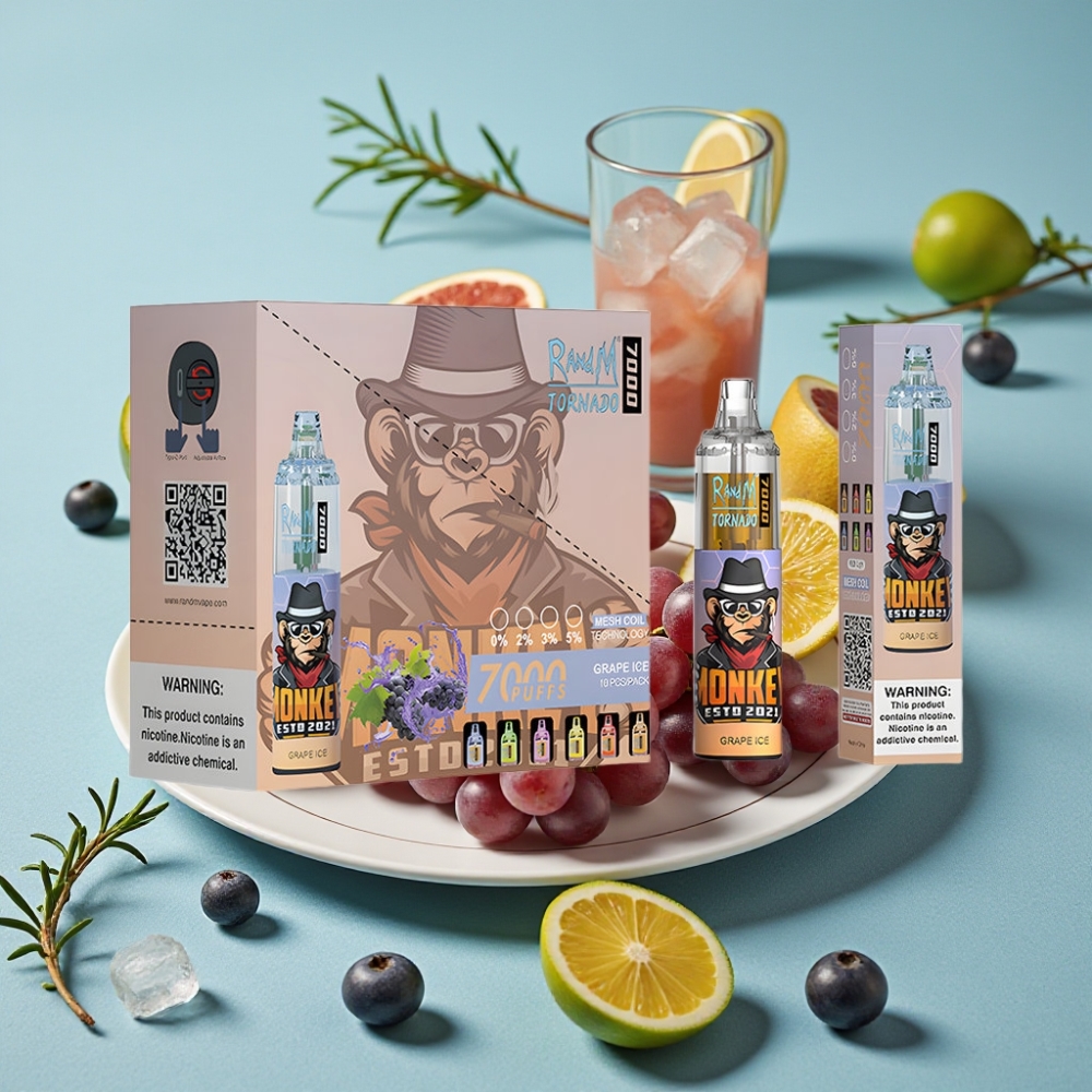 RandM Fumot Tornado 7000 Puffs 14ML E-líquido RGB Light Aire Ajustable Uva Hielo