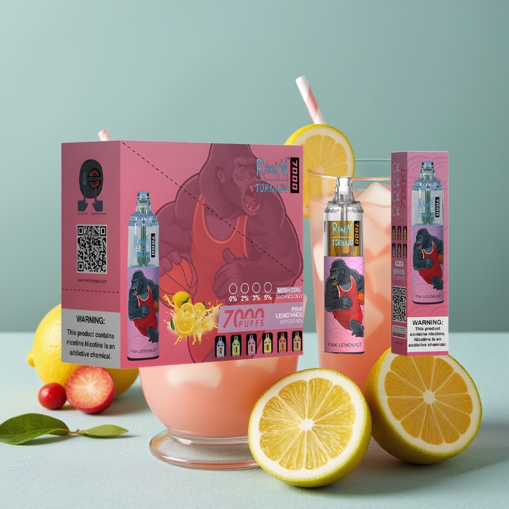 RandM Fumot Tornado 7000 Puffs 14ML E-liquid 850MAH Pink Lemonada vape al por mayor España