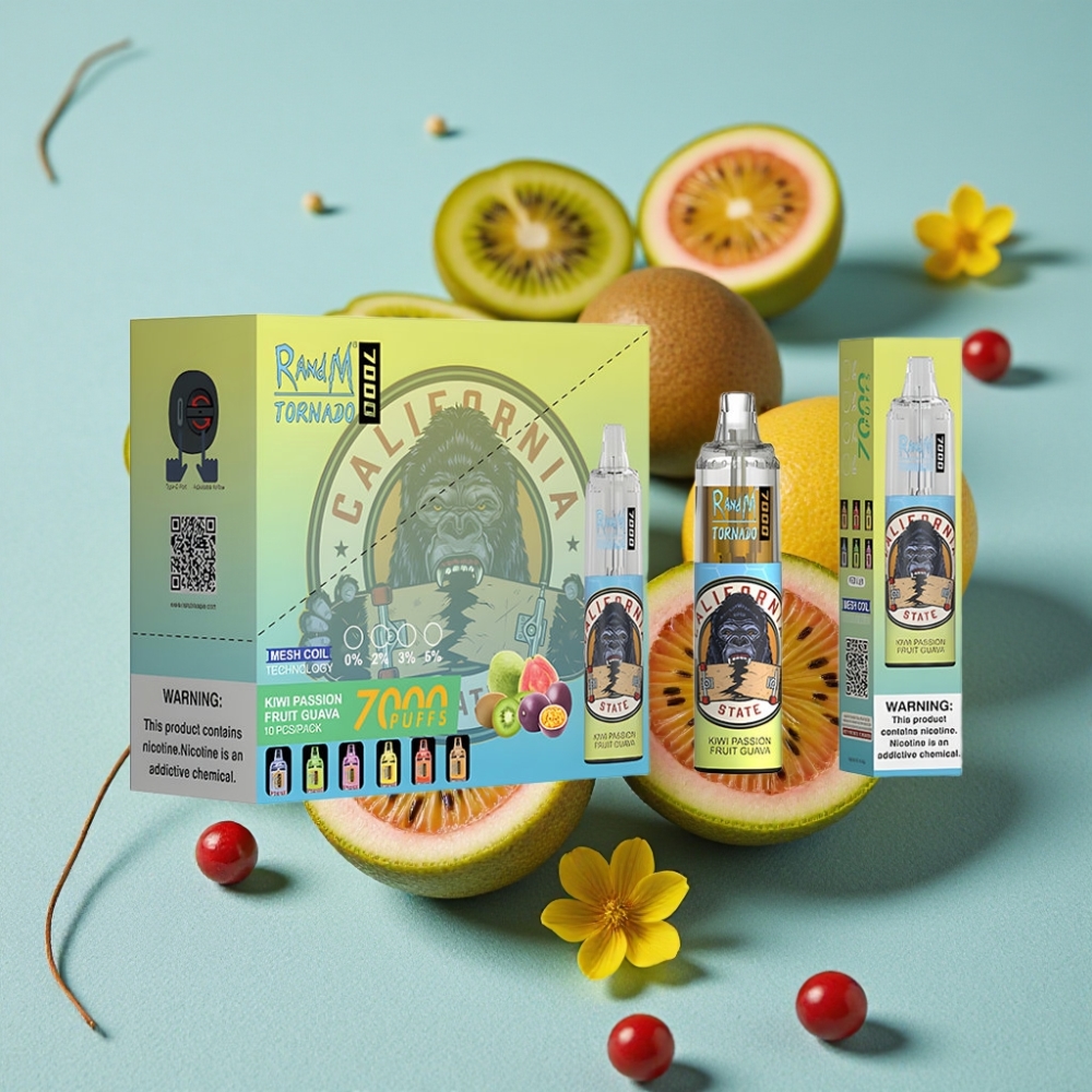 RandM Fumot Tornado 7000 Puffs 14ML E-liquid Kiwi Maracuyá Guayaba Disposable Vape