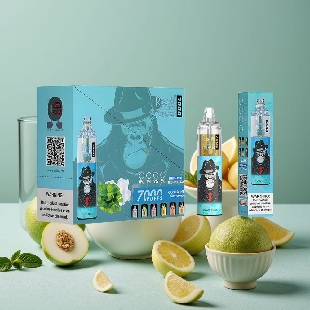 RandM Fumot Tornado 7000 Puffs 14ML E-liquid Menta Fresca Tipo-C RGB Ajustable