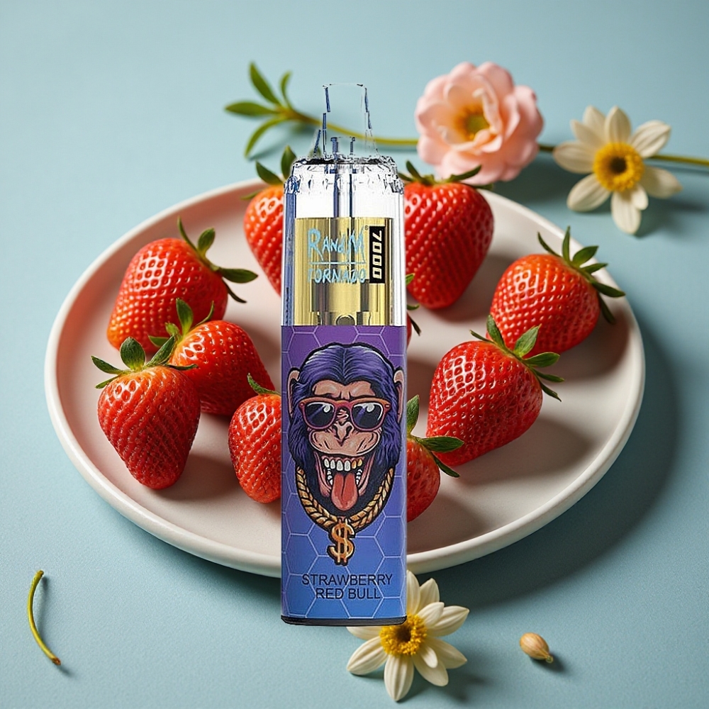 RandM Fumot Tornado 7000 Puffs 14ML E-liquid RGB Light Ajuste de Aire Sabor Fresa Red Bull