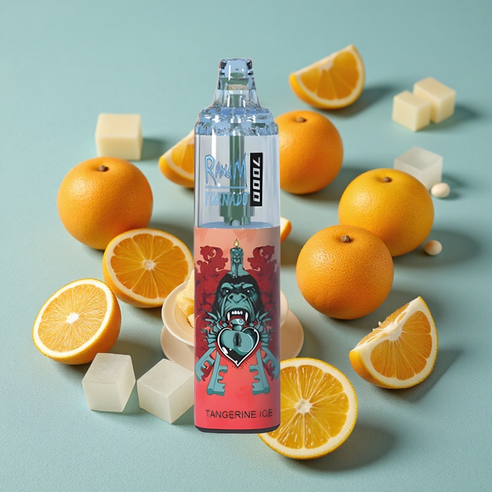 RandM Fumot Tornado 7000 Puffs 14ML E-liquid Tangerina Hielo Air-Adjustable RGB Light