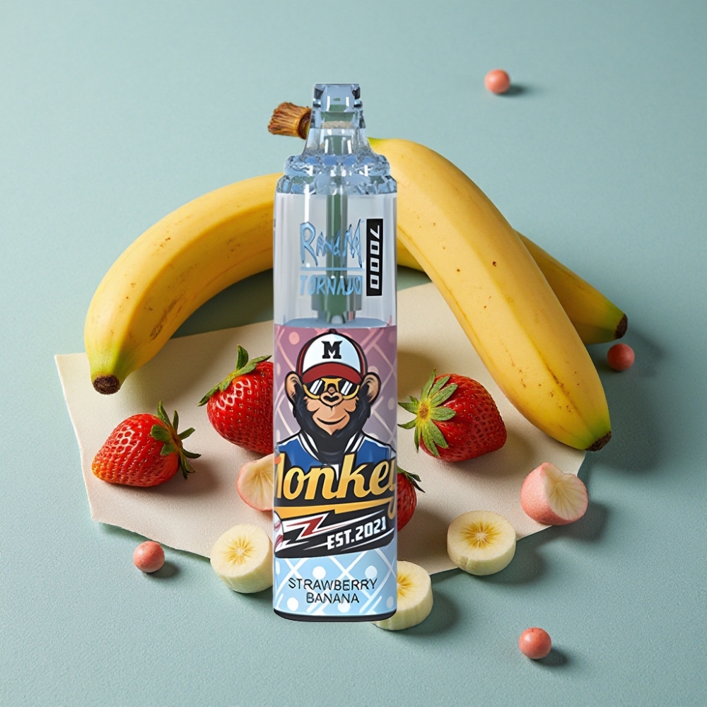 RandM Fumot Tornado 7000 Puffs 14ML Fresa Plátano Ajustable RGB Tipo-C