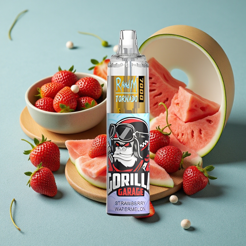 RandM Fumot Tornado 7000 Puffs 14ML Fresa Sandía Ajustable RGB Tipo-C