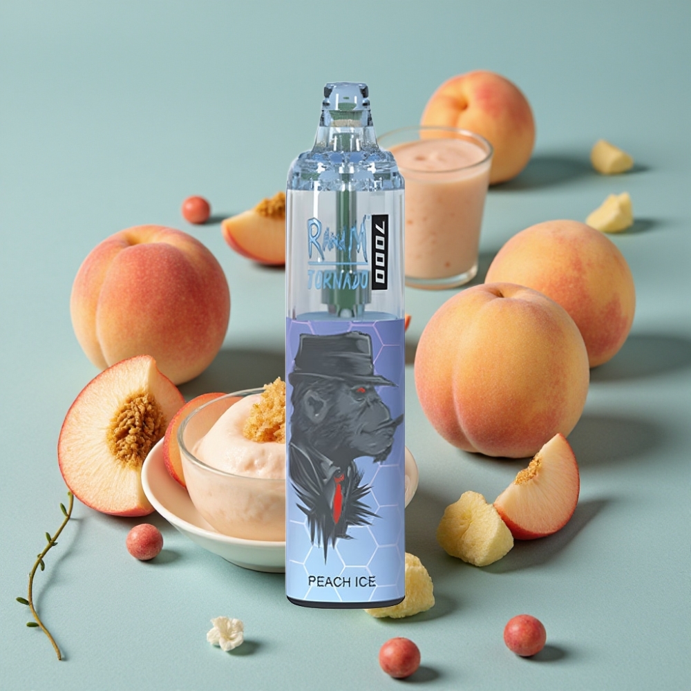 RandM Fumot Tornado 7000 Puffs 14ML Peach Ice RGB Light Type-C vape al por mayor España