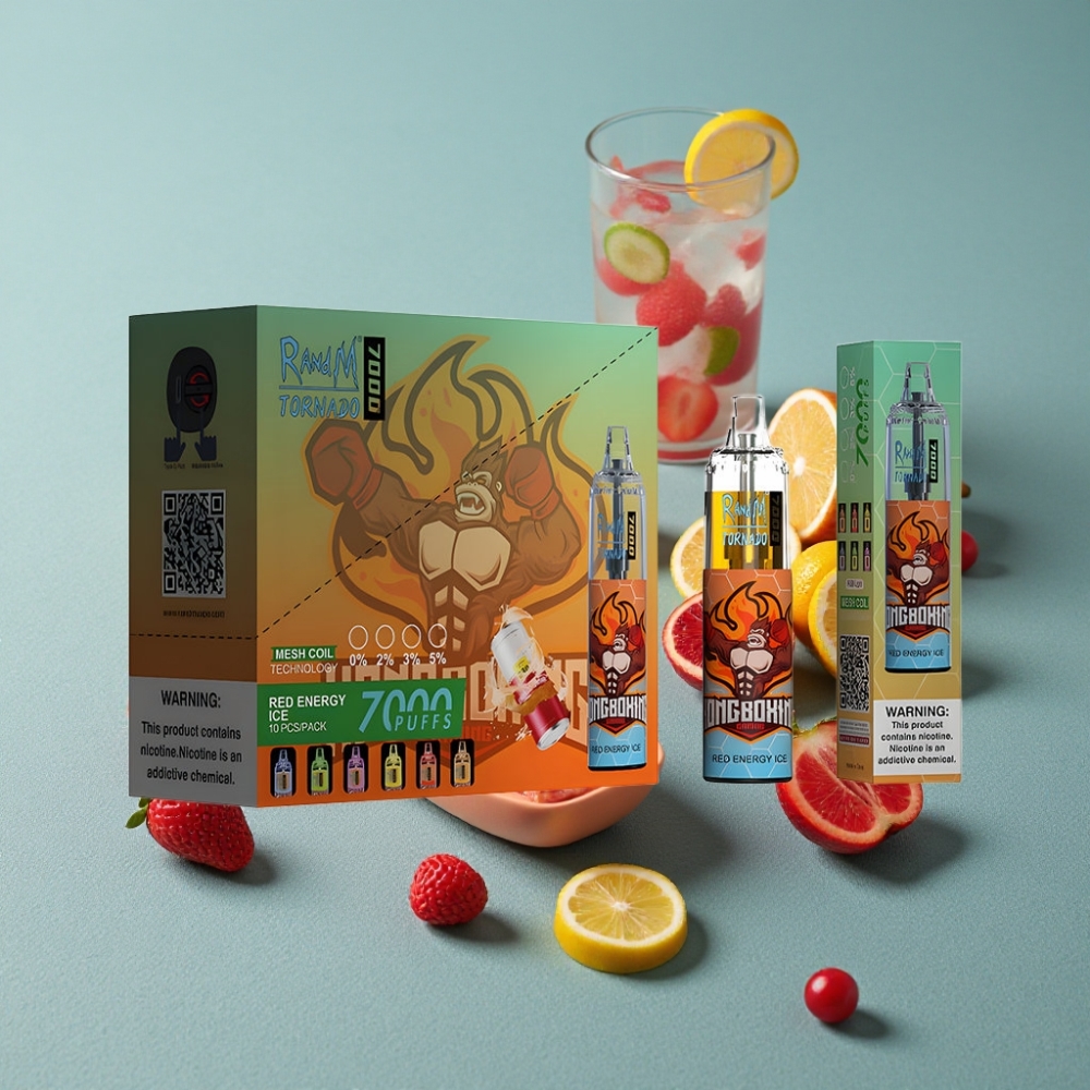 RandM Fumot Tornado 7000 Puffs 14ML RGB Light Ajuste de Aire Sabor Energía Roja Hielo
