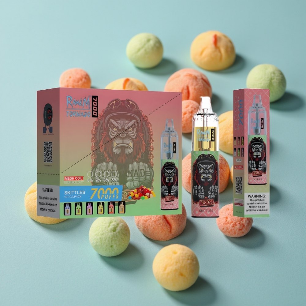 RandM Fumot Tornado 7000 Puffs 14ML Skittles Tipo-C RGB Ajustable de Aire
