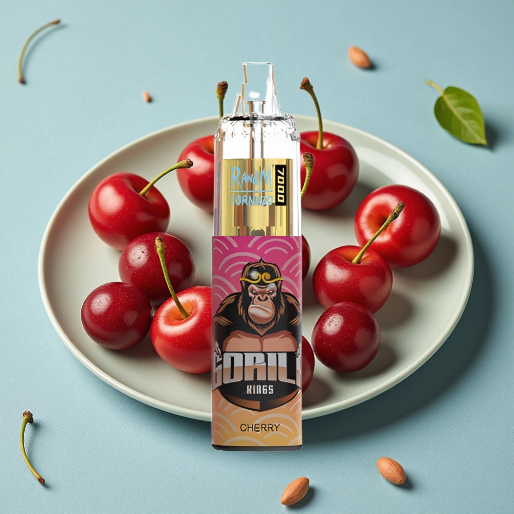 RandM Fumot Tornado 7000 Puffs 14 ML Tipo-C Luz RGB Aire Ajustable Cereza