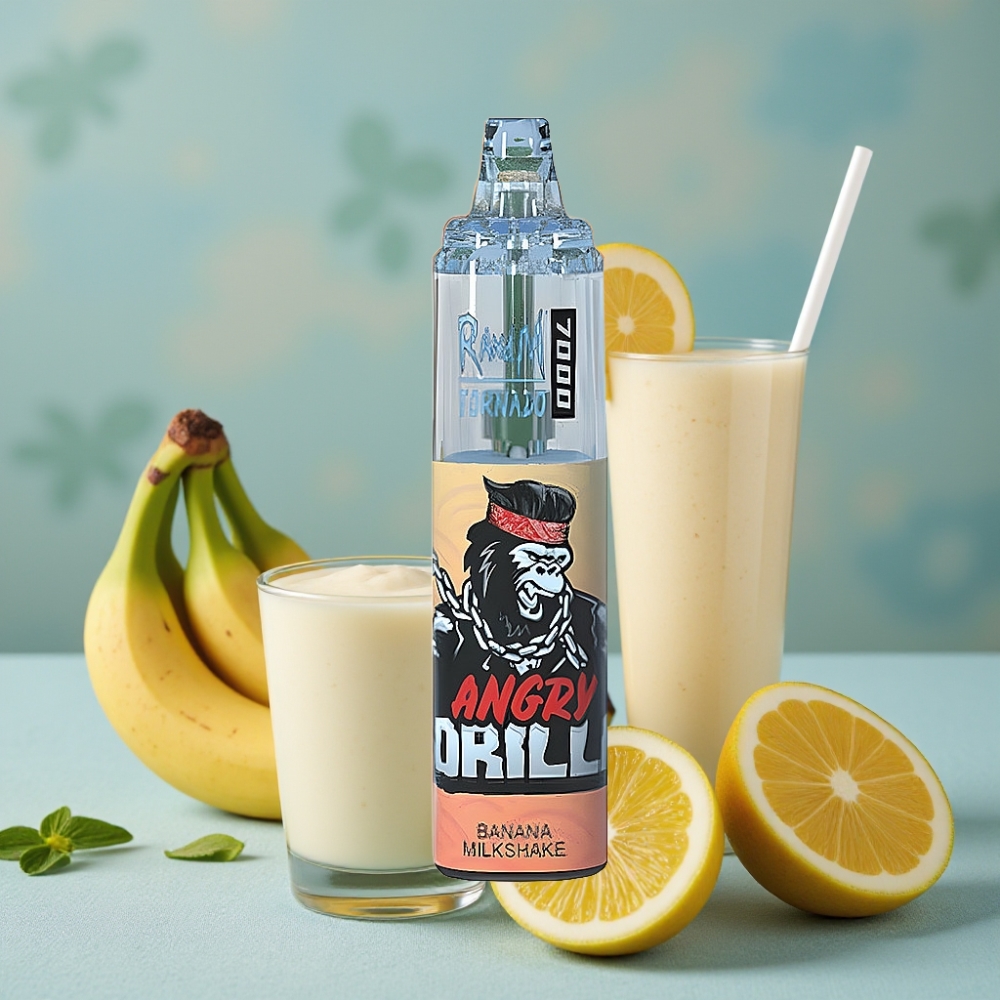 RandM Fumot Tornado 7000 Puffs Batido de Plátano 14ML Tipo-C RGB Ajuste de Aire